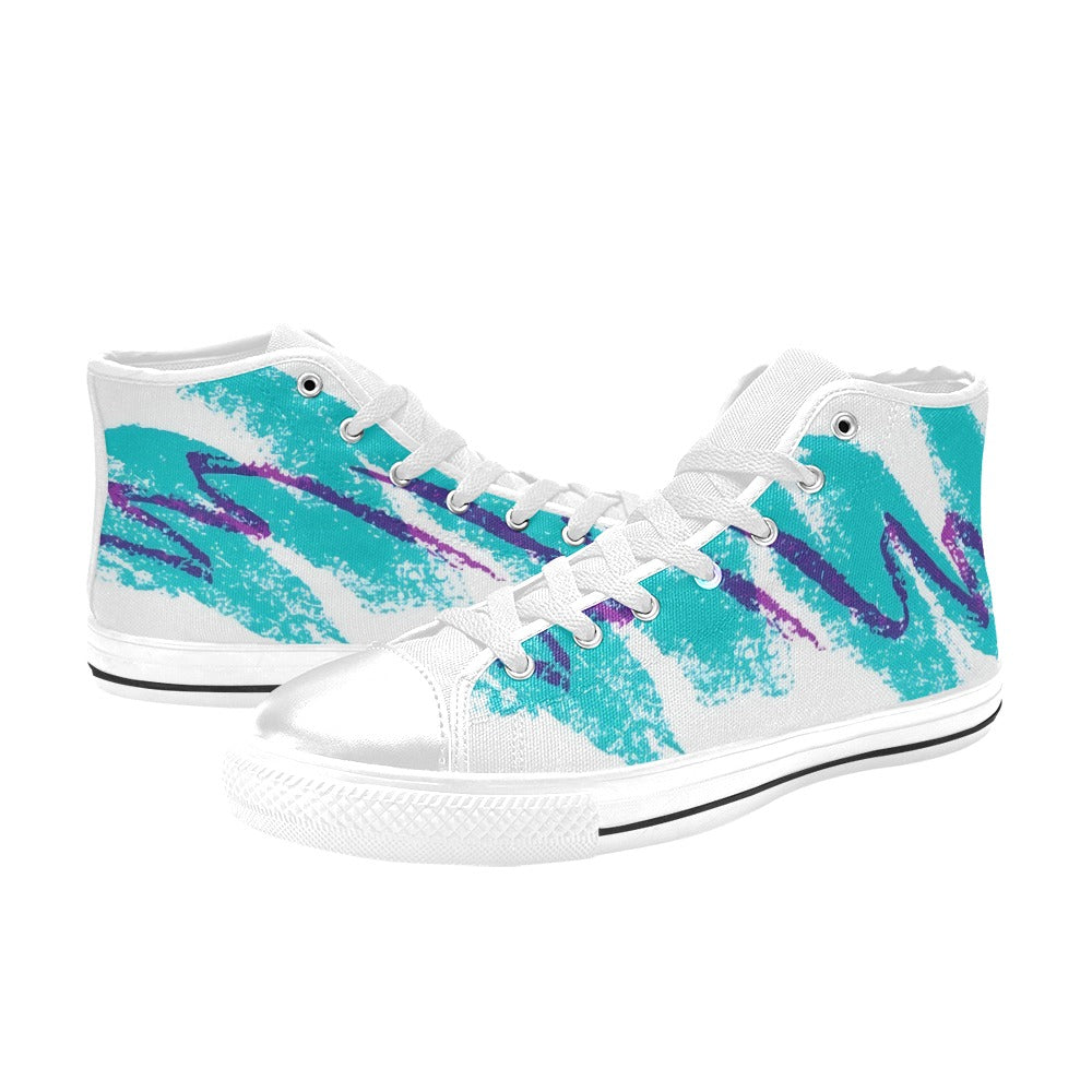 90s Jazz Solo Paper Cup Pattern Aquila High Top Canvas Men's Shoes