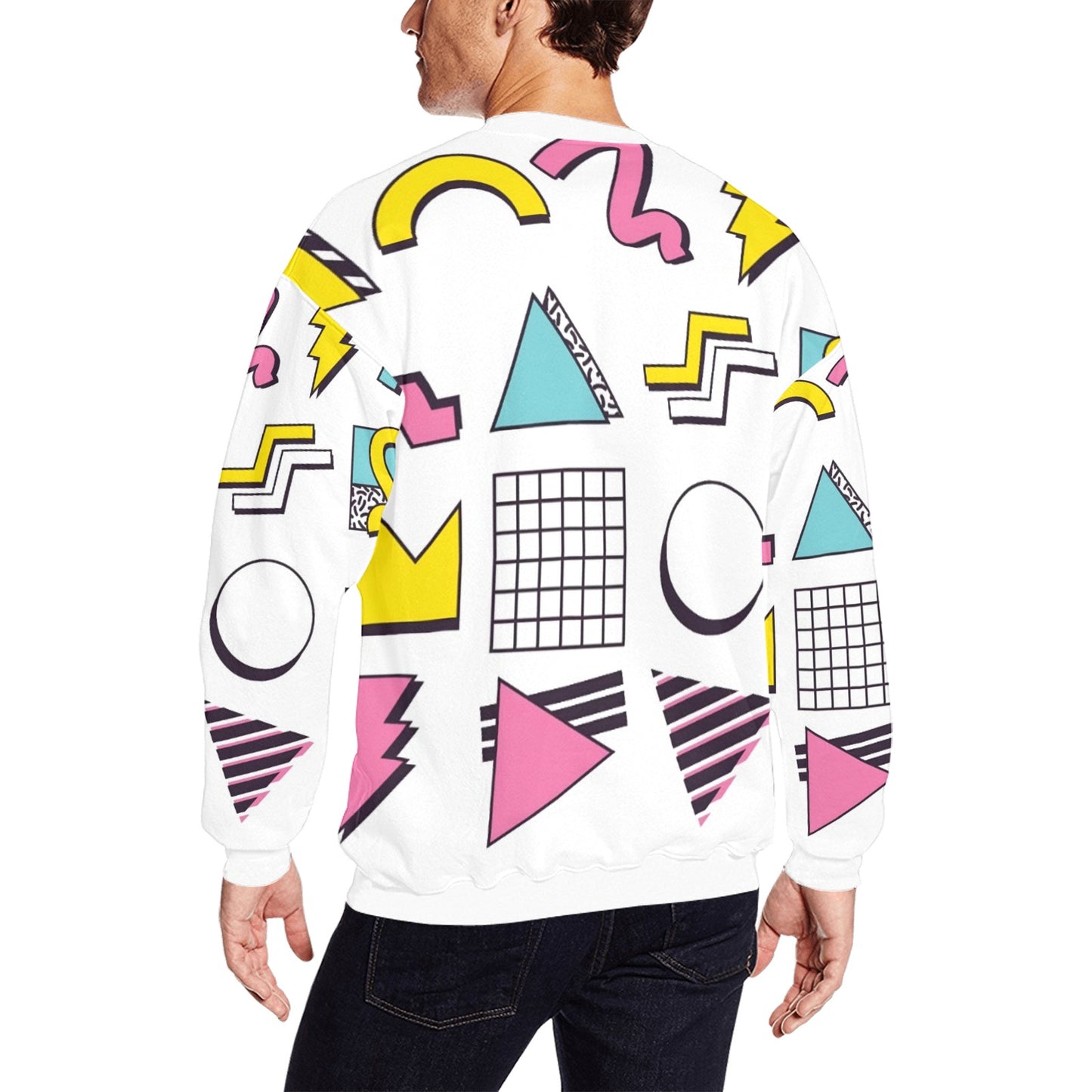 90s White Aesthetic Design Men's All Over Print Sweatshirt