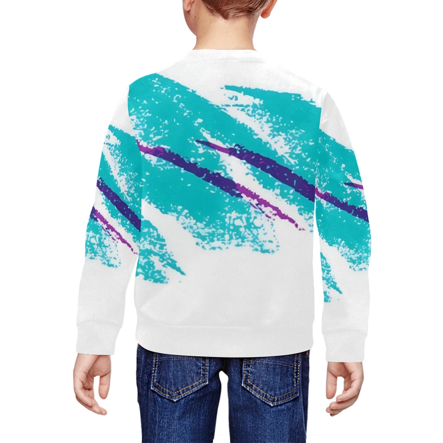 90s Jazz Solo Paper Cup Pattern Kid's Crewneck Sweatshirt