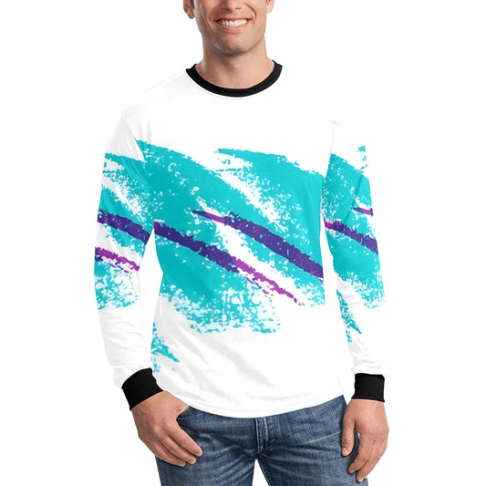 90s Jazz Solo Paper Cup Pattern Men's Long Sleeve T-shirt