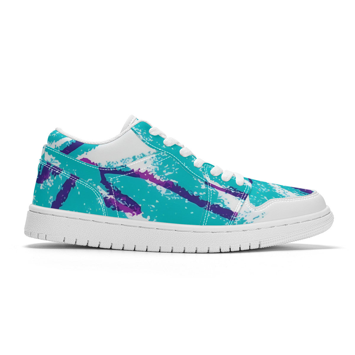 90s Jazz Solo Cup Pattern Unisex Low Top Skateboard Sneakers - White