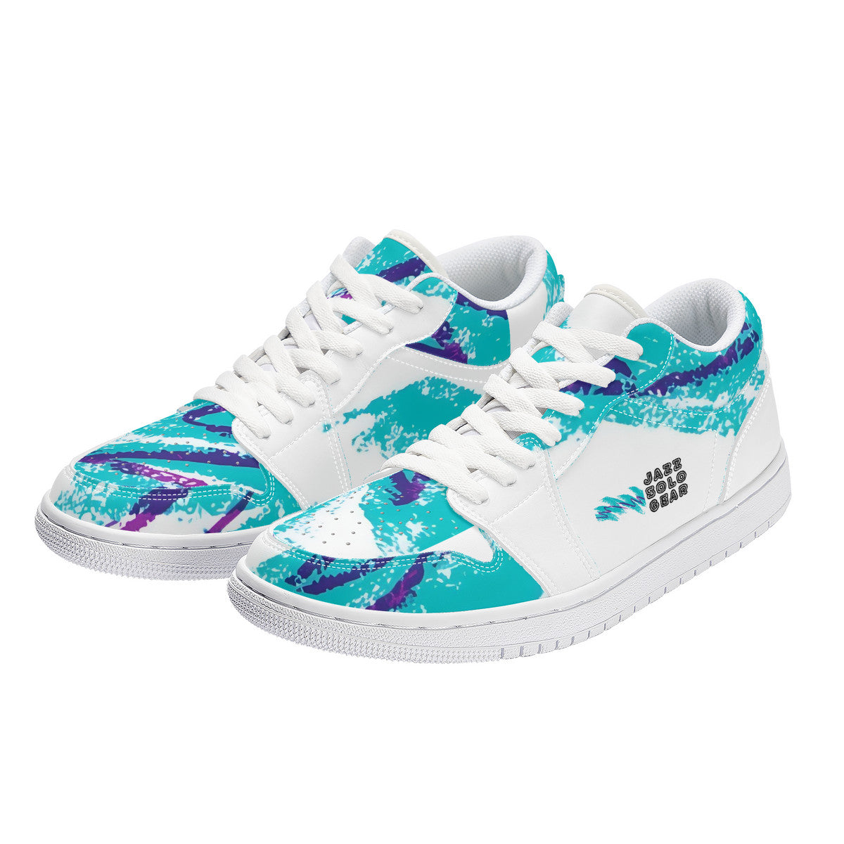 90s Jazz Solo Cup Pattern Unisex Low Top Skateboard Sneakers - White